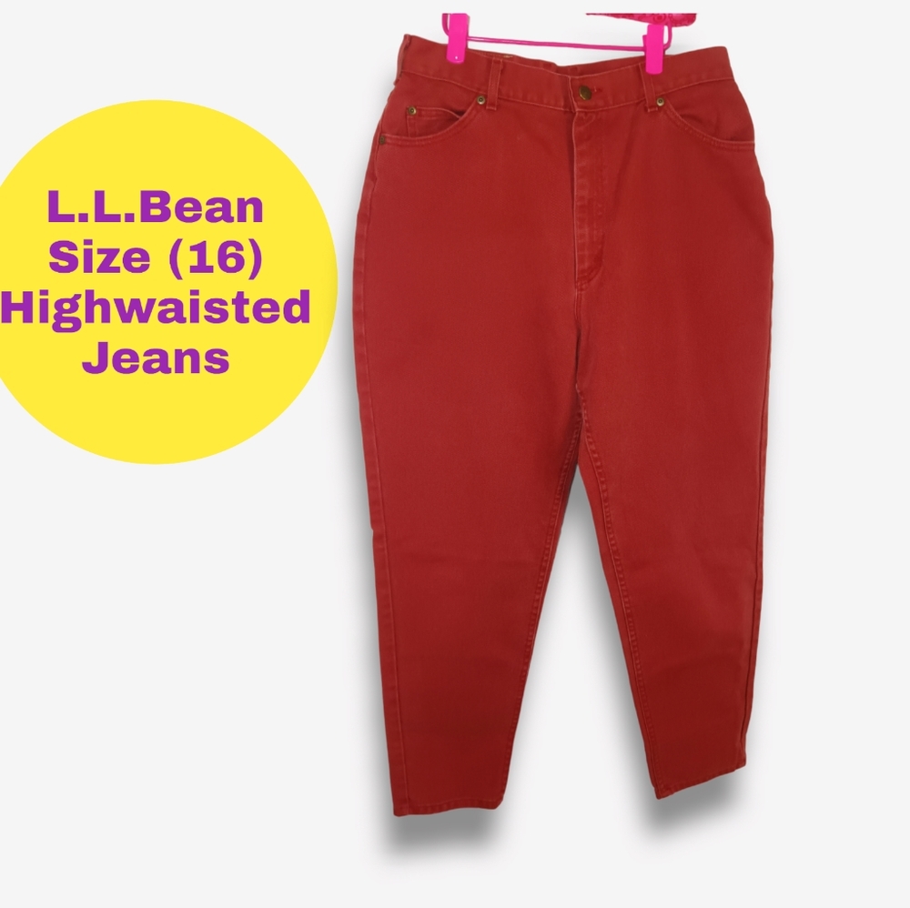 L.L.Bean High Waisted Jeans size 16 Color redish